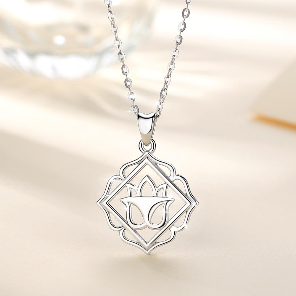 Eudora Unieke 925 Sterling Zilveren Lotus Hanger Yoga Ketting Bloem Lotus Charm Hangers Vrouwen Sieraden Voor Moeder Dochter D405