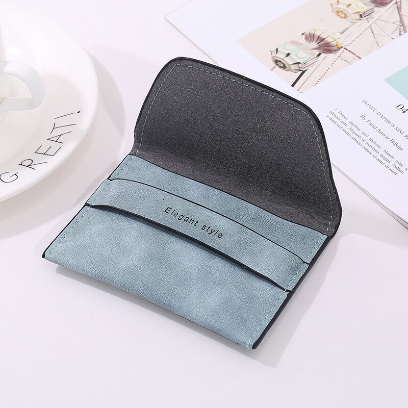 Retro Frosted Card Wallet Short Pure Color PU Clutch Simple Snap-on Female Card Wallet Coin Purse