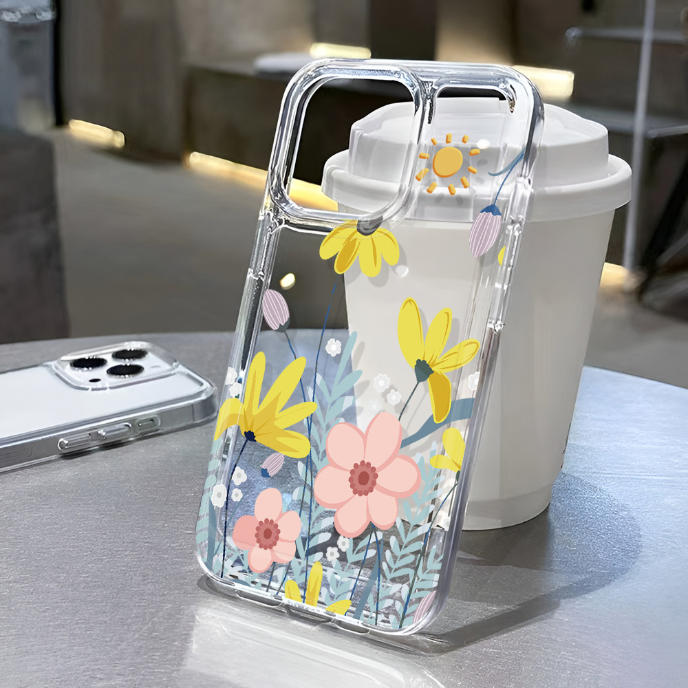 Flower Case For iPhone 13 Cases iPhone 15 12 11 14 16 Pro Max 14 15 Plus 16Pro iPhone 16E Clear Shockproof Cover Funda