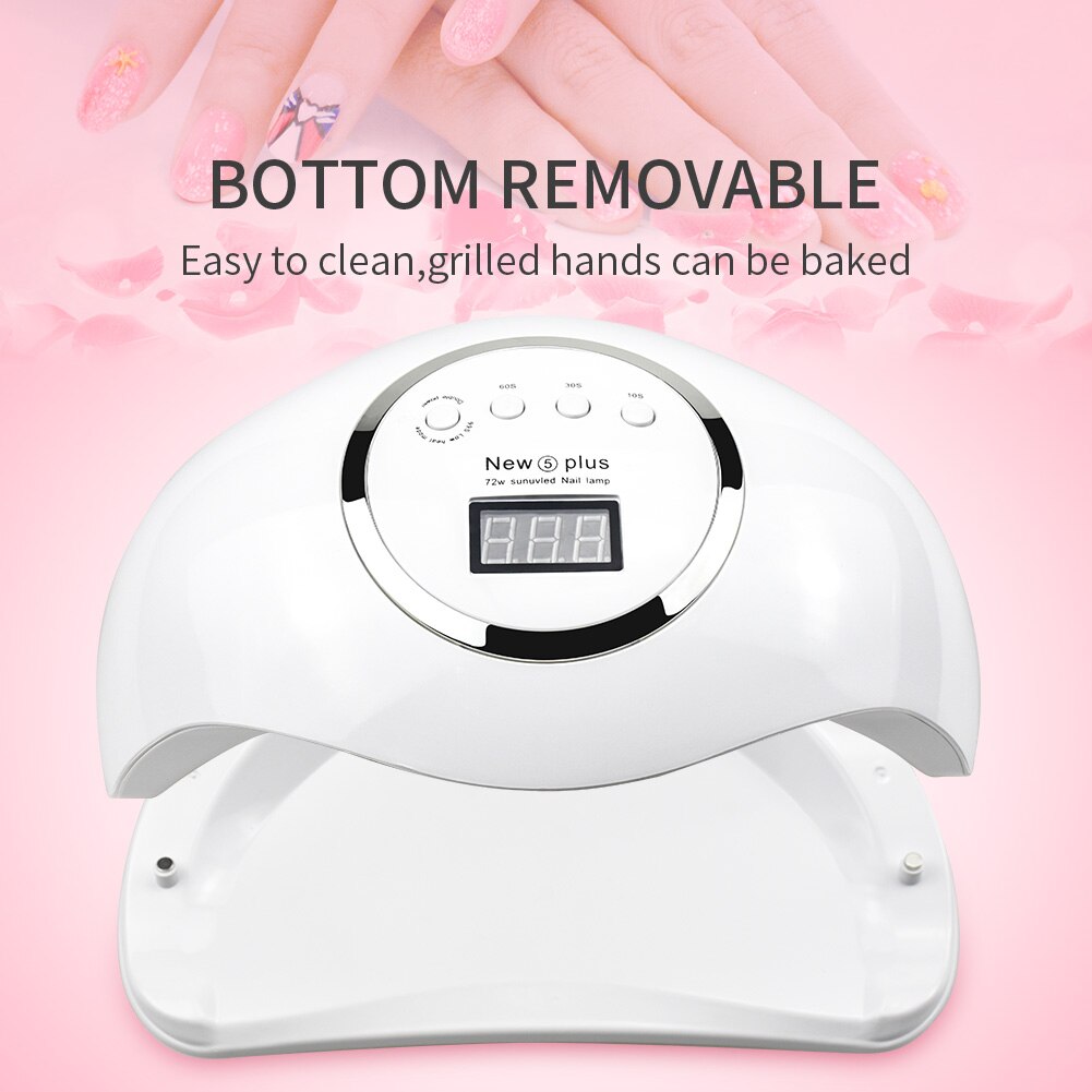 Lámpara UV LED para secado de uñas, lámpara para manicura, esmalte de uñas en Gel, 72/54/48/40/36W, lámpara LCD para dos manos