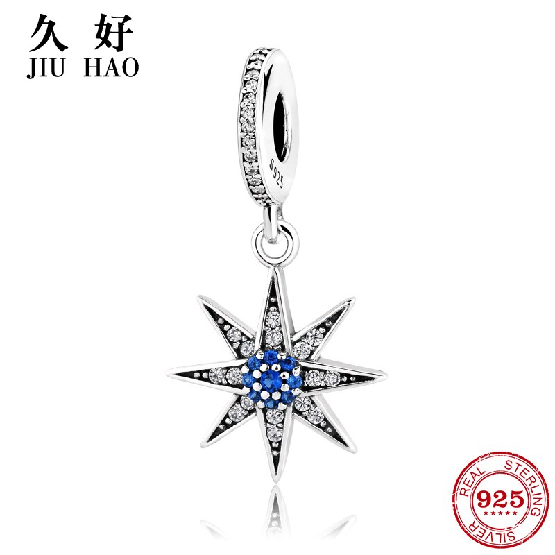 925 sterlina d'argento Pendenti E Ciondoli blu otto A stella Pendenti con Gemme E Perle accessori di moda i braccialetti delle donne alla moda 2018