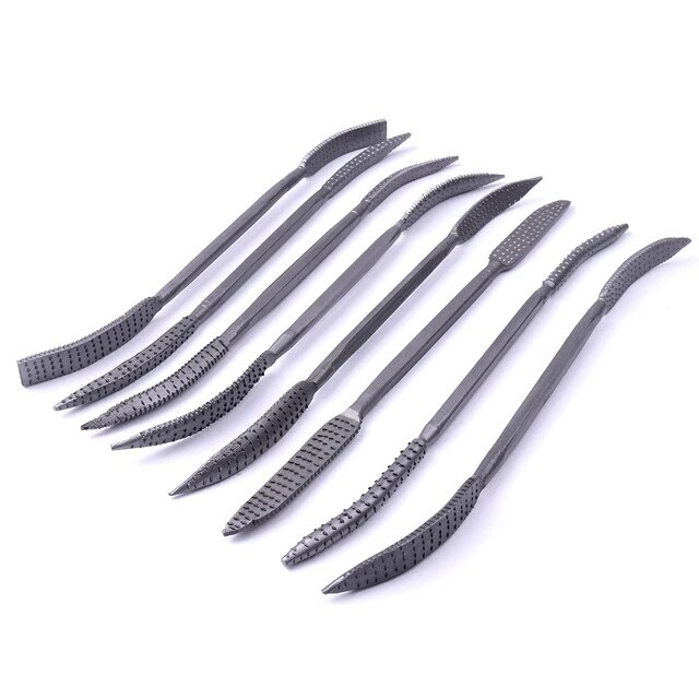 8pc/set Heavy Wood Rasp Riffler File Set Mini Working Rasp Riffler File Set Double Ended Coarse Hand Tool