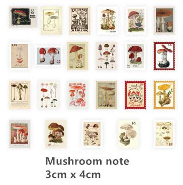 46pcs/pack Museum Series Journal Decorative Stickers Scrapbooking Stick Label Diary Album Stationery Retro Stamp Plant Sticker: Mushroom note