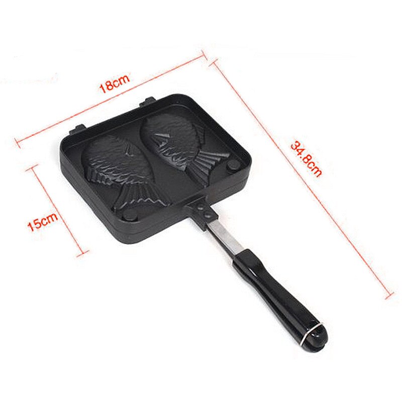 VOGVIGO Home Japanese Non-Stick Taiyaki Fish-Shaped Bakeware Waffle Pan Maker 2 Molds Cake Baking Tools