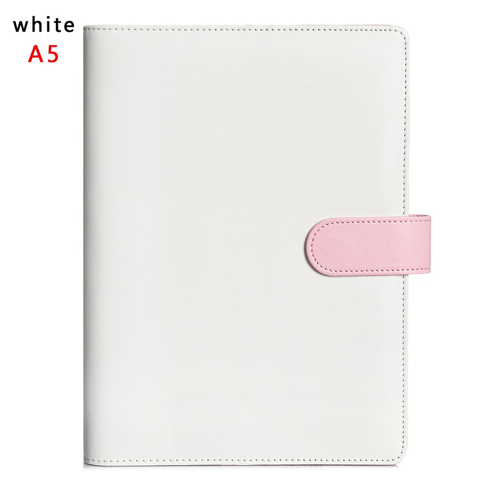 A5 A6 Classic Loose Leaf Ring Binder Notebook Multifunctional Planner Weekly Monthly Diary Notebook Cover Stationery: A5-white