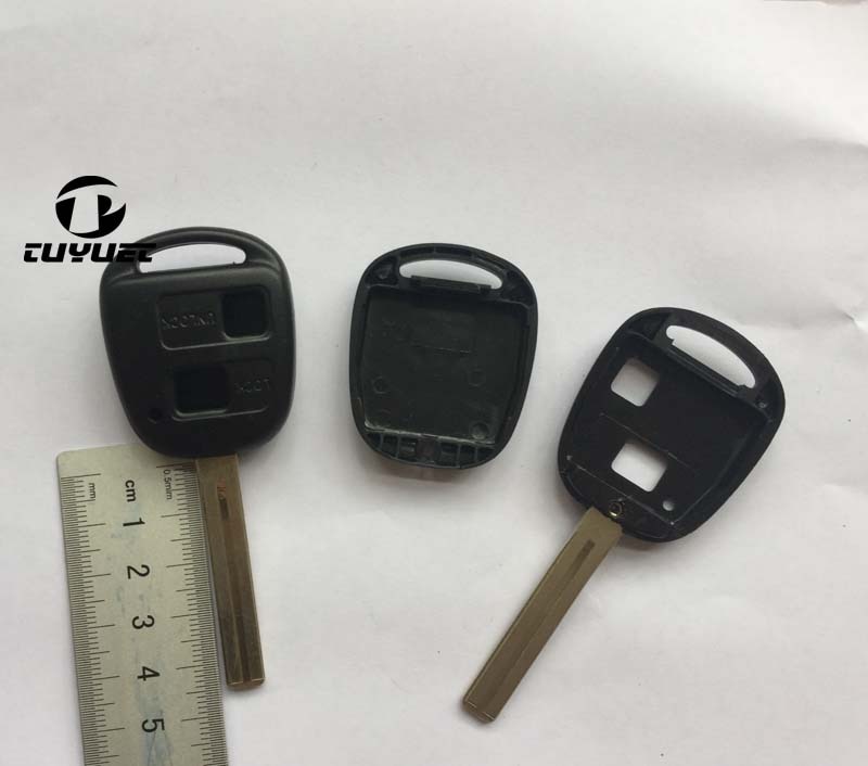 Vervanging FOB Autosleutel Geval Voor Toyota 2 Knoppen Afstandsbediening sleutel Shell Blanks Met TOY48 46mm Lang Mes