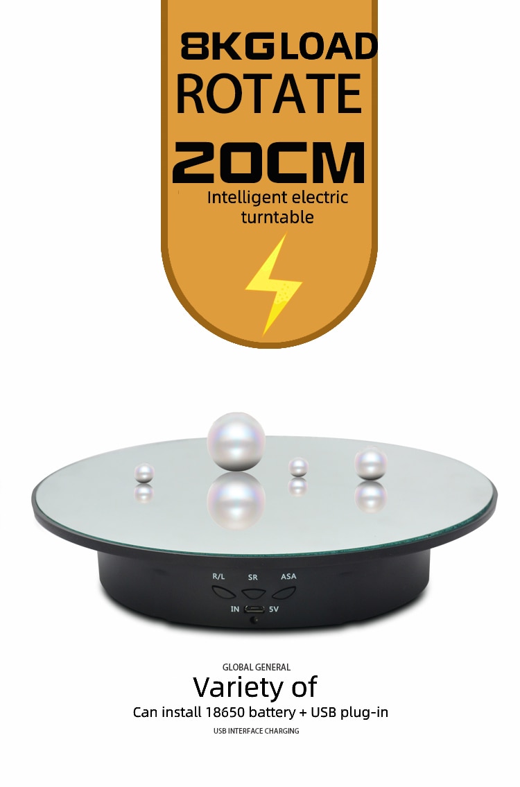 20cm Electric Rotating Jewelry Display Stand Motorized Rotary Turntable Modeldisplay Stand Base Usb/battery Powered Plastic