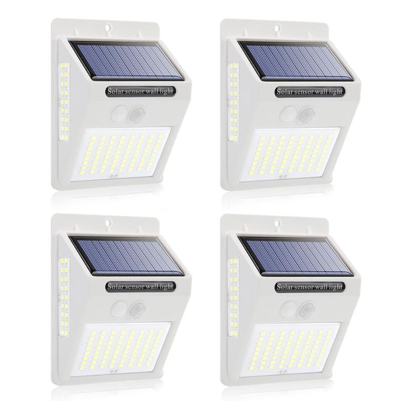 100 Led Solar Power Lamp Pir Motion Sensor Activated Solar Lamp Waterdichte Outdoor Tuin Veiligheid Wall Light: white 4pcs 100LED