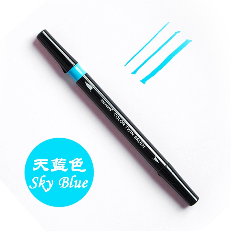 1Pc Monami Aquarelpenseel Pen Aquarel Medium Fijne Twin Brush Marker Voor Tekening Kalligrafie Schilderen School Art: 09