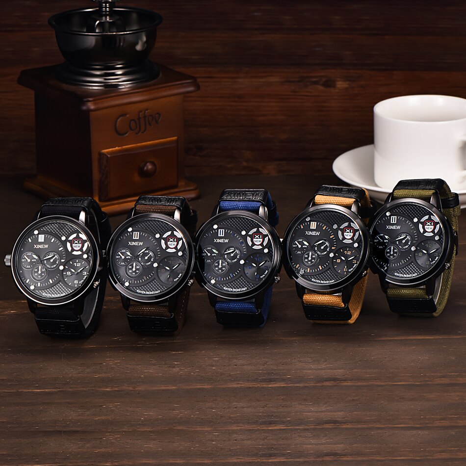 Horloge quartz herenhorloge leren riem heren zwart wit sportklok topmerk met quartz