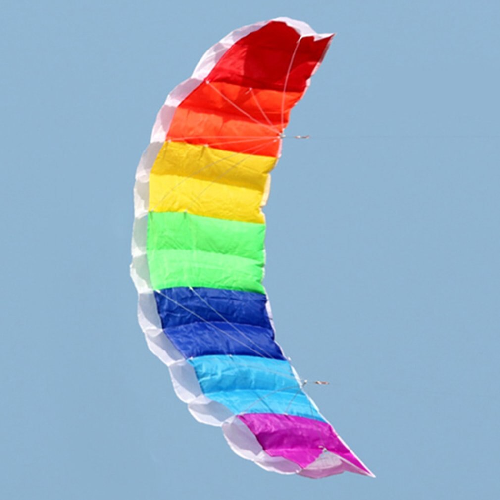 Regnbåge Dual Line Kitesurfing Stunt Parachute Mjuk Parafoil Kite - Stor Strandflygleksak för Nybörjare