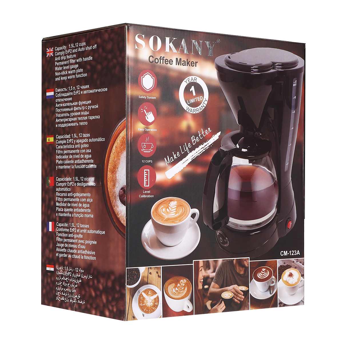 SOKANY 12 Cups Coffee Machine Capsule Dolce Espresso Electric Semi-Automatic Coffee Maker Machine 220V for Home Kitchen