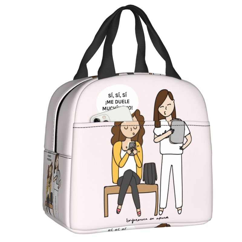 Enfermera En Apuros Doctor Nurse Lunch Bag Women Portable Cooler Thermal Insulated Lunch Box Picnic Storage Food Bento Box: SKY BLUE