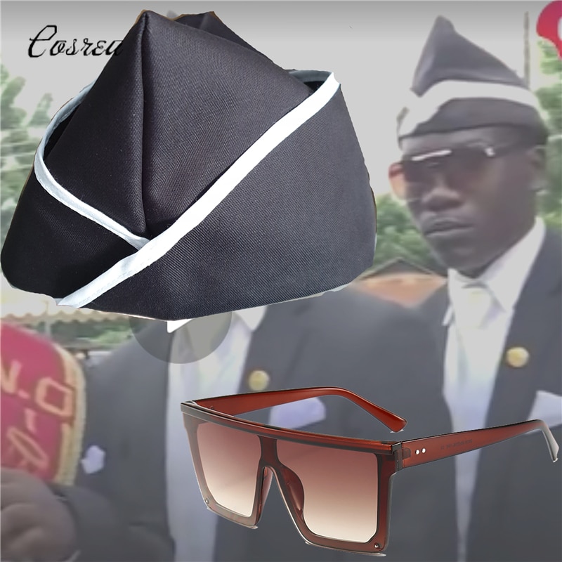 Ghana dans pallbärare cosplay kostymer band rolig klädd begravning dans kista svart keps hatt solglasögon team display
