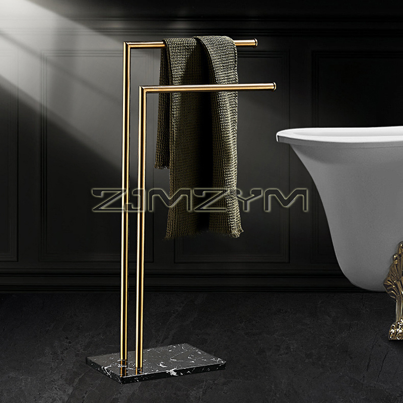 Gulvstående håndklestativ marmor steinbase luksushotell håndkleholder håndklestang frittstående oppbevaringshylle