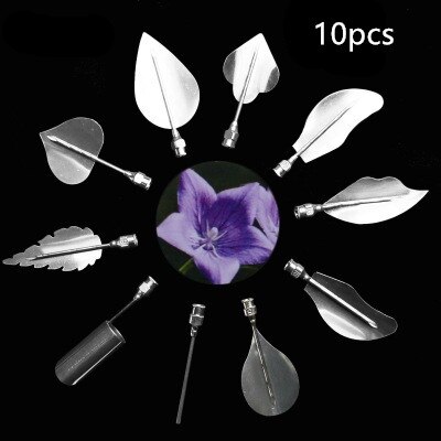 10/11pcs 3D Jelly Flower Carving Tool Art Home Kitchen Stainless Steel Gelatin Pudding Nozzle Syringe Cake Decorating Utensil: 10PCS Silver-G