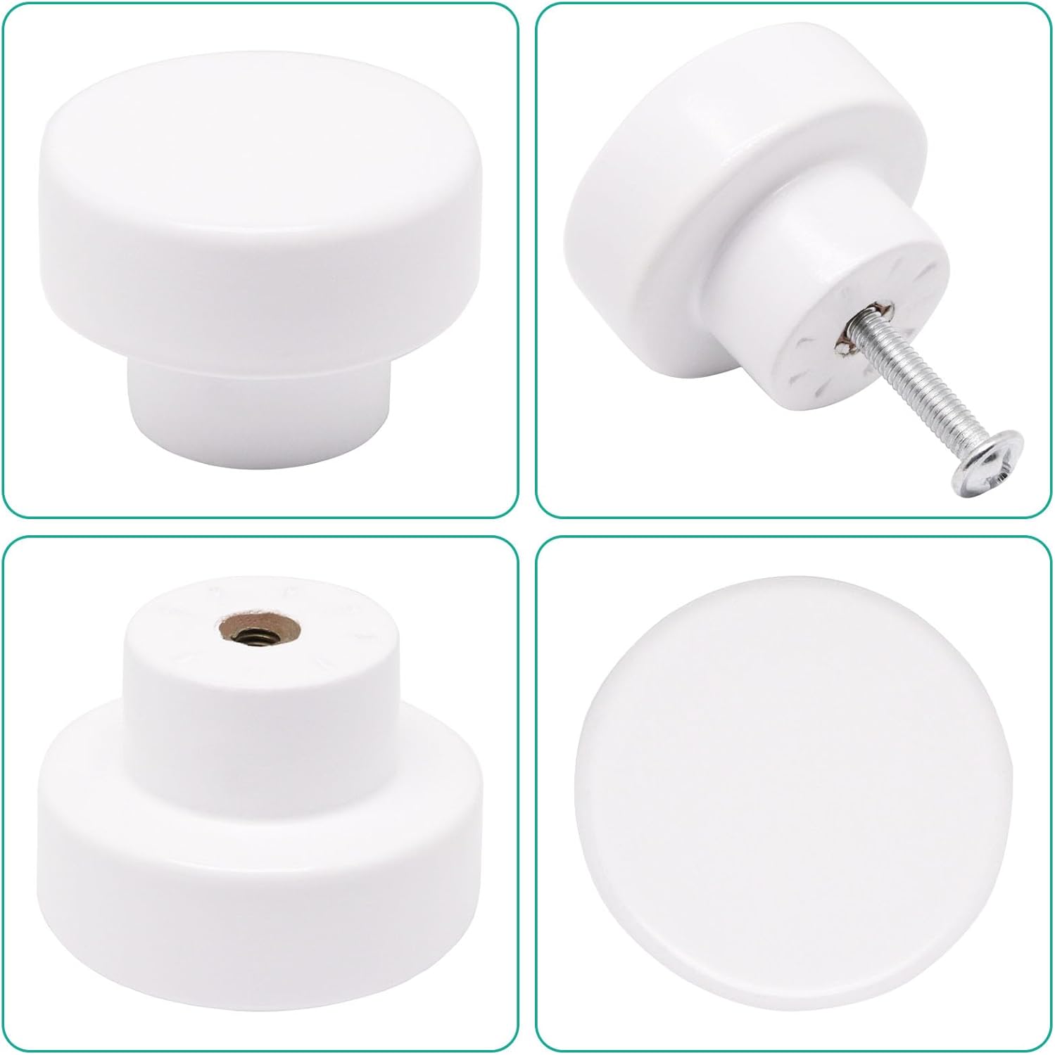 White Kitchen Cabinet Knobs and Pulls, Modern Round Knobs and Drawer Pulls for Cupboard, Dresser, and Closet Door