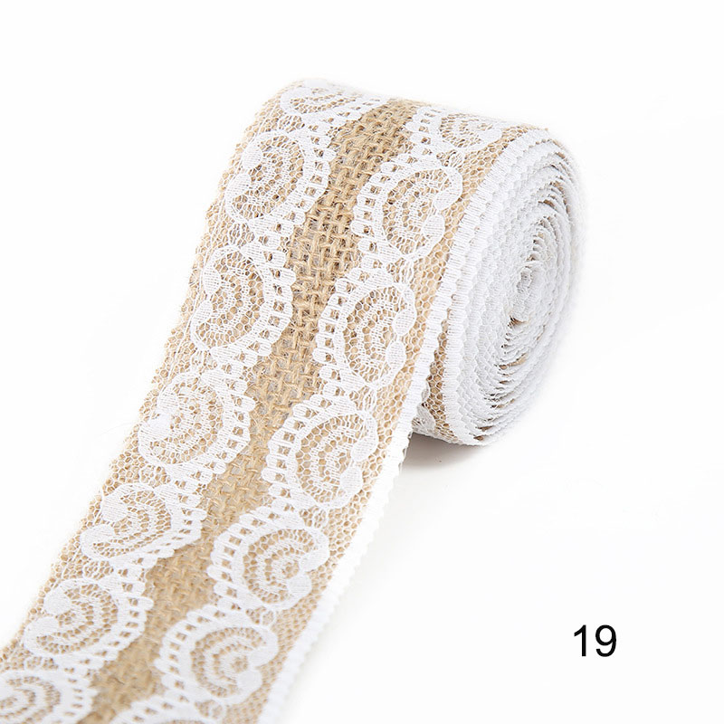 2M/Roll Natuurlijke Jute Grof Linnen Lint Wit Kant Bruiloft Verjaardag Kerst Decoratie Diy Ambachten Retro Verpakking lint