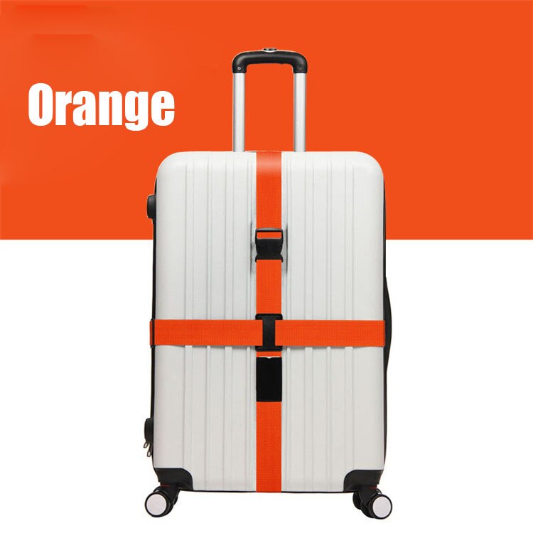 Bagage Riem Kruis Riem Verpakking Verstelbare Reizen Koffer Nylon Knop Haak Clip Handsfree Beveiliging Gesp Strap Bagage Riemen: Oranje