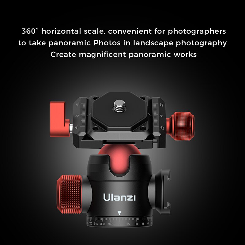 Ulanzi-Mini cabezal de bola de Metal para fotografía soporte esférico de doble zapata fría inclinable, cabezal de trípode, cabezal de trípode Vlog, accesorios de fotografía
