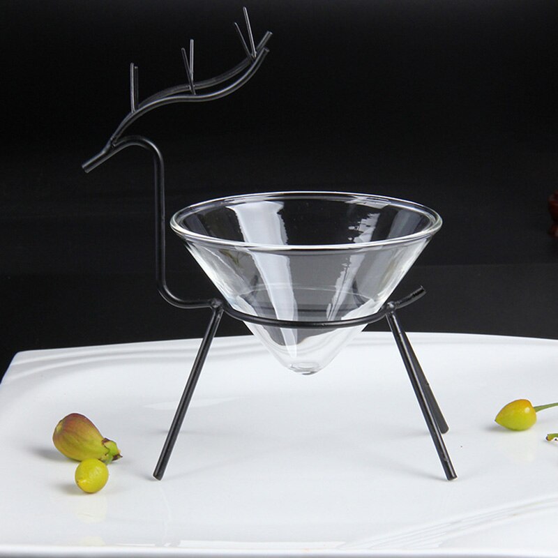 Tigela de vidro transparente ferro forjado prateleira cozinha irregular utensílios de mesa barra sushi bandeja artística especialidade cozinhar utensílio 1pcs