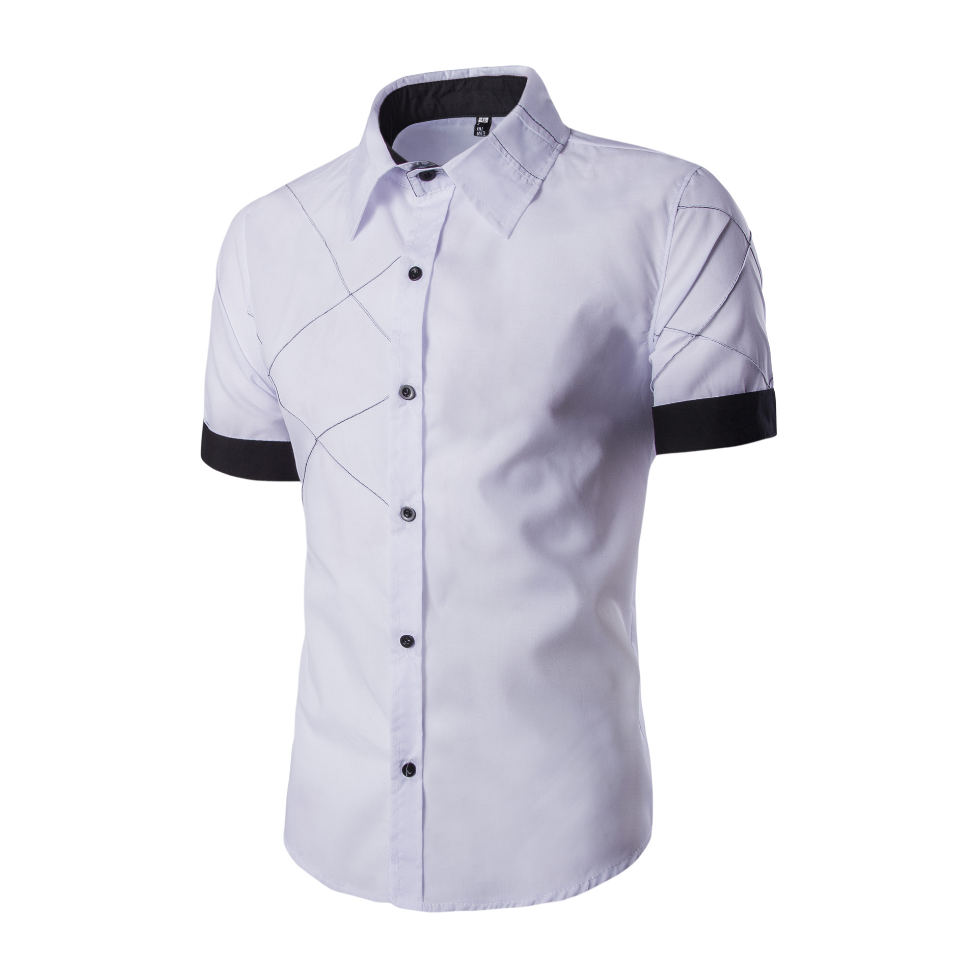 Visada Jauna Wit Mode Mannen Korte Mouwen Shirt Checkred Kleuraanpassing Shirts Slim Fit Casual Zomer Blouse Shirt