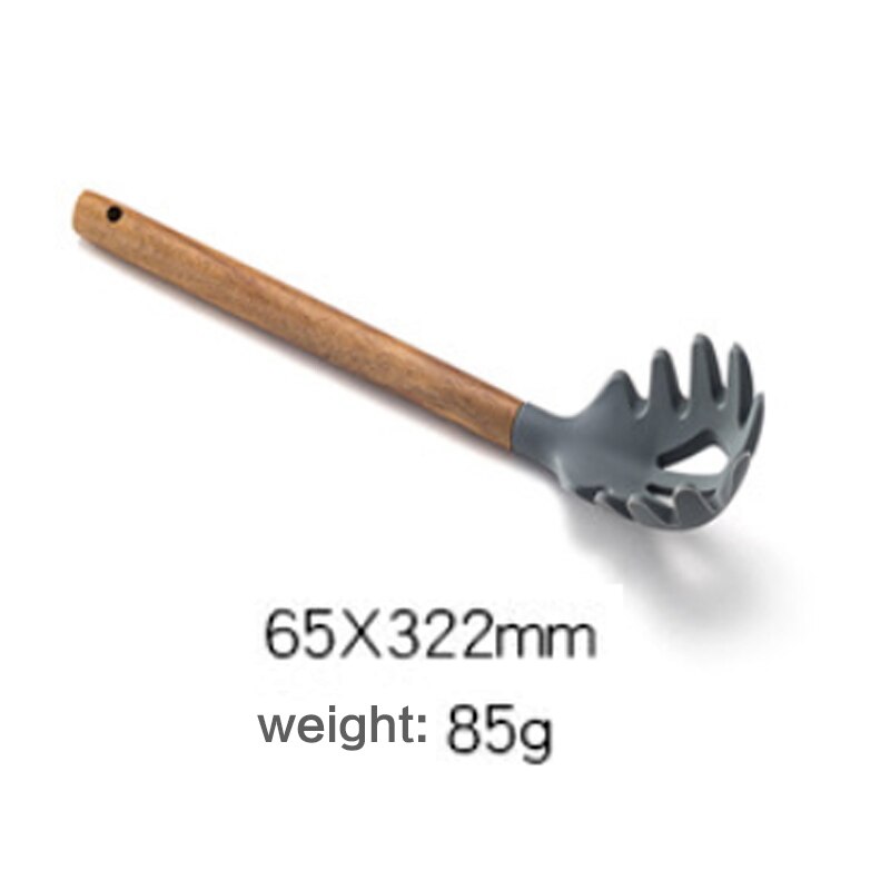 7PCS Silicone Spatulas Cooking Utensils sets Wooden Handle Non-Stick Spatula Spoon Colander Kitchen Cooking Tools Gadget BS: size 5