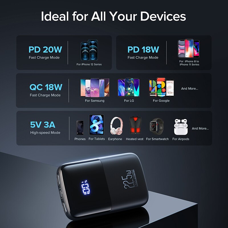 INIU – Power Bank 22.5W PD 10000mAh, chargeur rapide Portable avec support de téléphone, batterie externe pour iPhone, Samsung, iPad