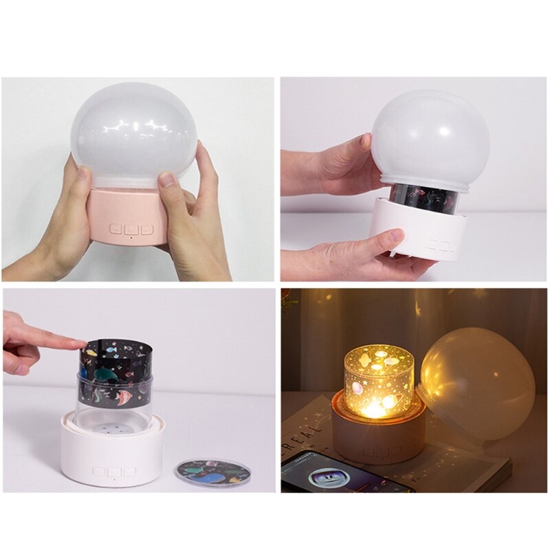 Multifunctionele Led Roterende Projector Romantische Projectie Nachtlampje Decor Sterrenhemel Night Lamp Usb Oplaadbare