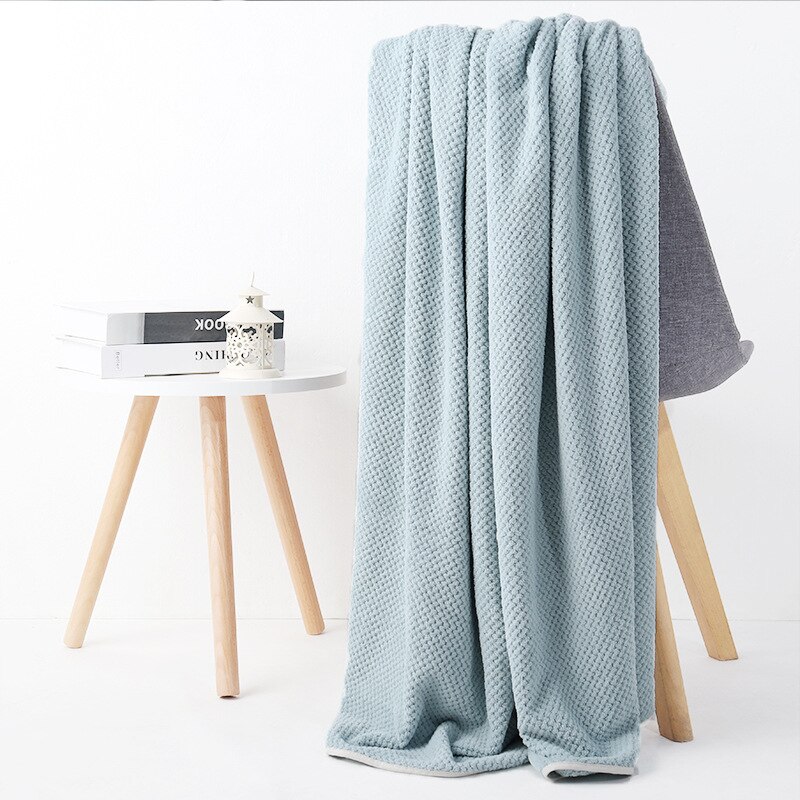 Ananas Plaid Badhanddoek Dikke Zacht Water Absorberen En Geen Haar Dropping Warp Gebreide Coral Fleece Mannen En Vrouwen 'S Bad: haze Blue