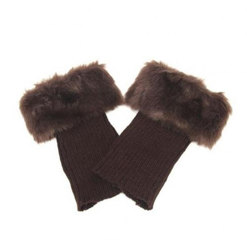 Mulheres Inverno Cor Sólida Curto Knit Polainas Bota Socks Toppers Punhos Macios presentes de Natal термоботинки beenwarmers dames: Coffee