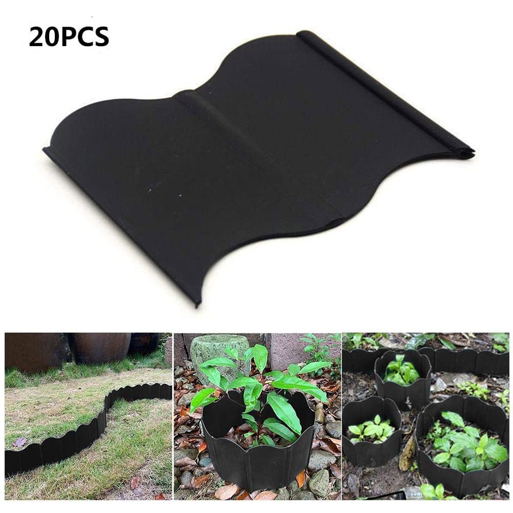 20PCS Garden Fence Landscape Edging Kit Plastic Lawn Garden Edging Border Gardening Tools Plant Edge Lawn Edge Decoration