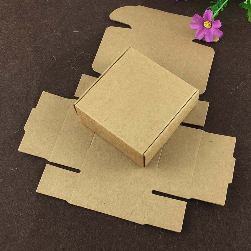 100PCS 6.5*6.5*3cm Kraft Box Paper Packing Box Blank boxes Paper Craft Power Blank Packaging Cardboard Boxes