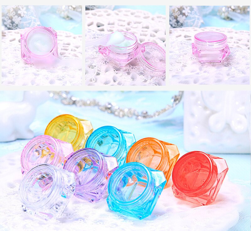 5g Colorful Bottle Square Transparent Cosmetic Empty Jar Pot Eyeshadow Lip Balm Face Cream Sample Cream Jar Container