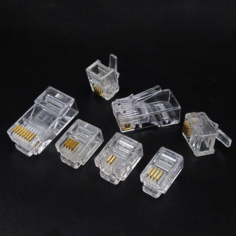 10Pcs RJ11 RJ45 6P2C 6P4C 6P6C 8P8C Telephone Internet Modular Plug Jack Network Connector