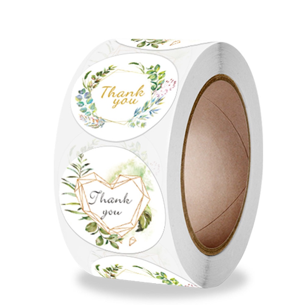 100-500pcs Thank You Round Sticker Scrapbook Envelope Seal Sticker Flower Decoration Stationery Label Stickers