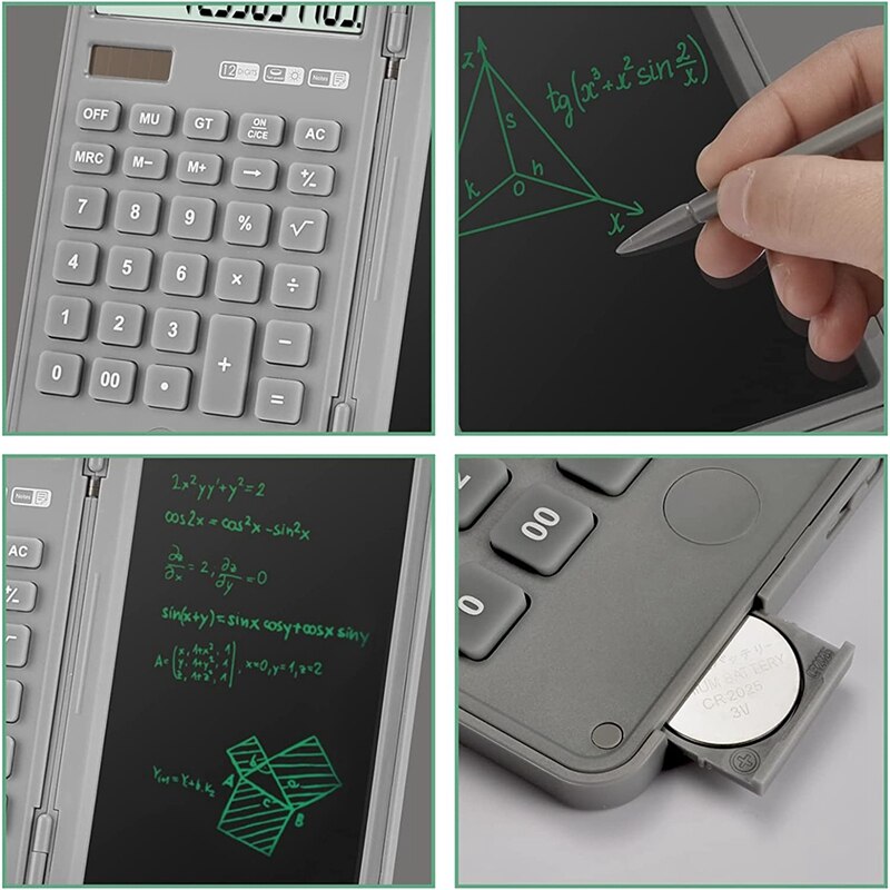 Scientific Calculator with Writing Tablet, 12-Digit Digital Desktop Calculator with Erasable Writing Board