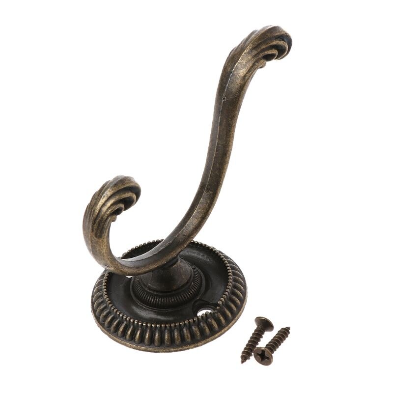 Vintage retro tøj dobbelt krog hat taske frakke arrangør vægmonterede dørbøjler: Bronze