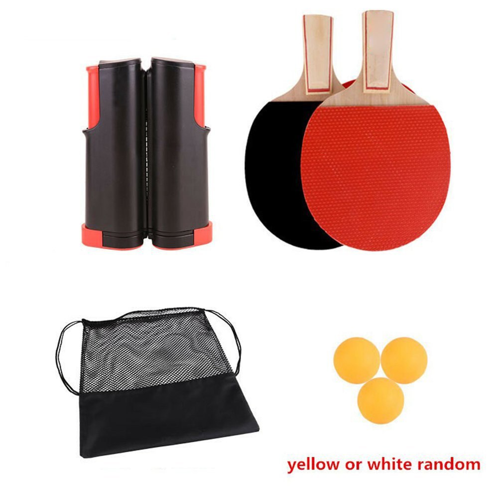 Portable Table Tennis Set Ping Pong Set With Retractable Net Indoor Outdoor Play Table Tennis Racket Sports Training Accessories: white