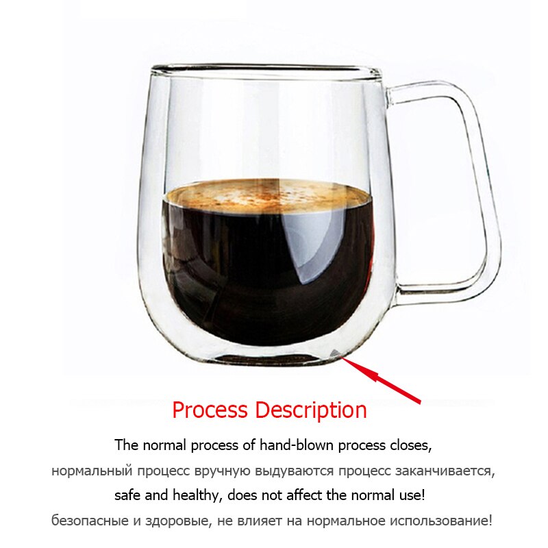 Kaffekopper sæt te krus håndlavede øl drikke et krus kontor krus gennemsigtige drikkevarer dobbelt glas kopper