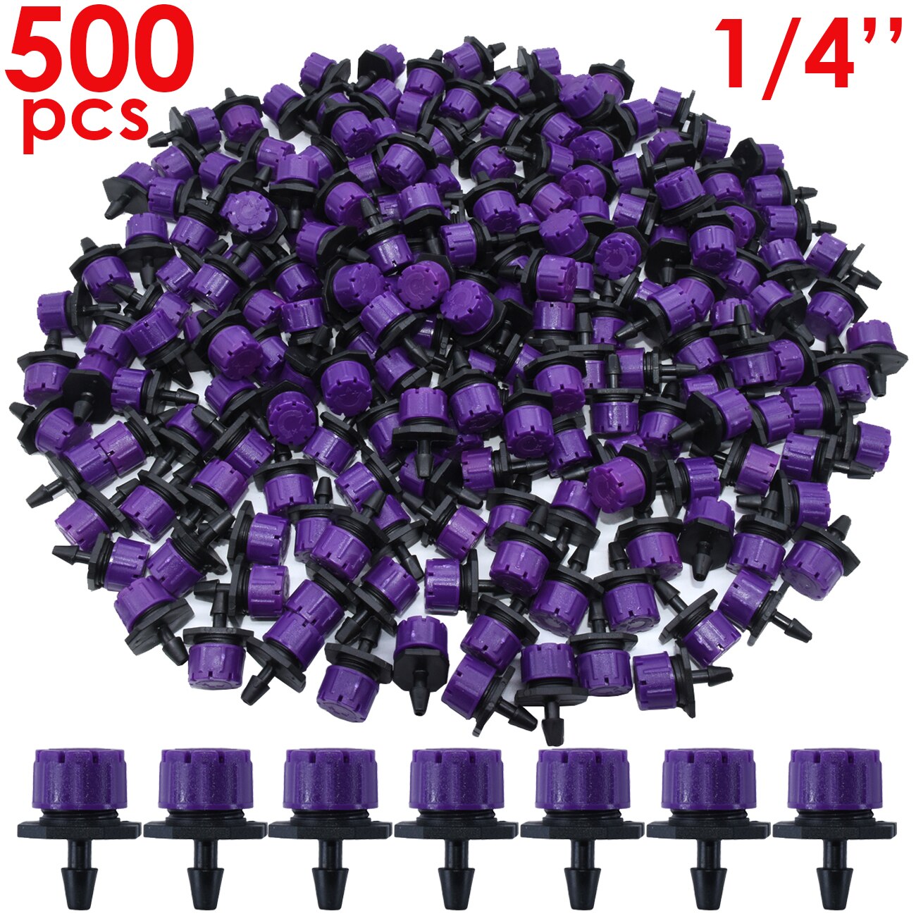 30-500 Stuks Verstelbare 1/4 Irrigatie Misting Druppelaar Sprinkler Emitter Micro Drip Tuin Watering Tool Balkon Tuin Kas: plum