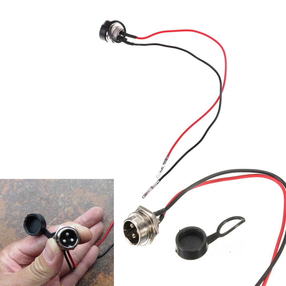 1*Battery Charger Port 3-Pin Inline Connector Jack Socket Electric Scooter Parts