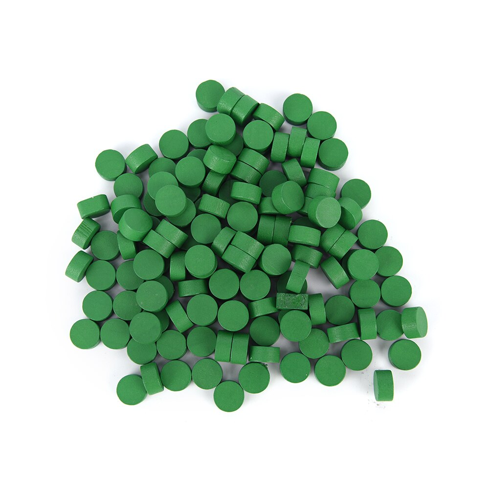 100 stk diameter 10*5mm 8 farver bonde træ spil brikker farverige bonde / skak til brætspil / pædagogiske spil tilbehør: Grøn