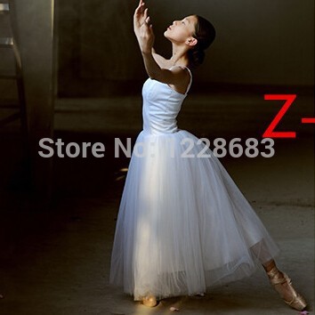 Kvinner klassisk lang ballett lyrisk dansekjole ballerina tutu skjørt voksen lang lyrisk kjole