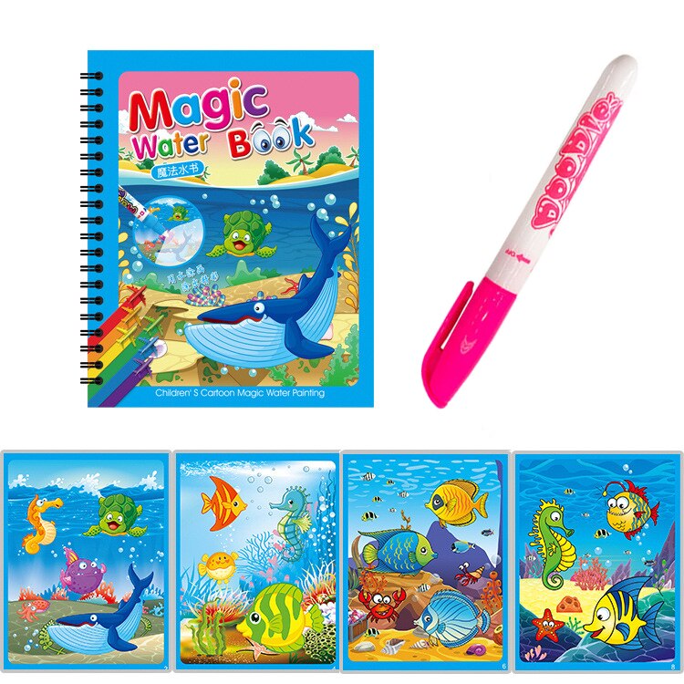 DIY Montessori Painting Drawing Board For Kids Toys Coloring Book Doodle & Magic Pen Magic Water Drawing Book: I