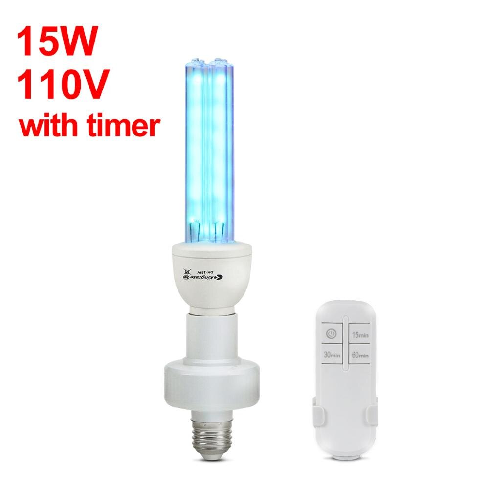 Timing Uv Sterilisator E27 15/25W Uvc Lamp Quartz Licht Buis Desinfectie Lamp 110V 220V Ozon UV-C Bacteriedodende Ultraviolette Lampen: 15W 110V With Timer / UVC NO Ozone