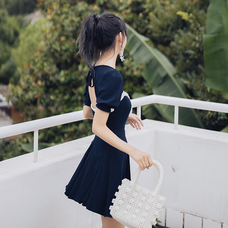 Swimsuit Tankini Surf Suit Long Sleeve Women Fused Female Ins Korean Japanese Girl Short With Skirt Rash Guard Solid