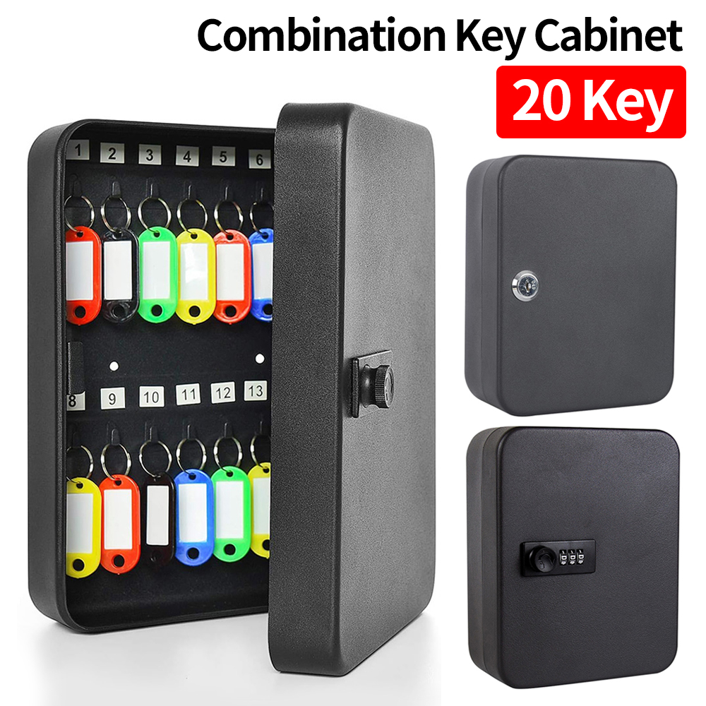 Combinatie Sleutelkast 20 Sleutelhaken Sleutelkast Muur Gemonteerd Met Sleutel/Code Slot Vergrendeling Sleutel Organizer Sleutelkast Security Lock Box