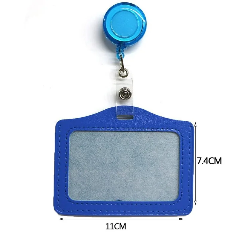 1 Set PU ID Staff Employee's Card Holder with Retractable Badge Reel Students Old People Bus Card Sleeve Pass Access Card Cover