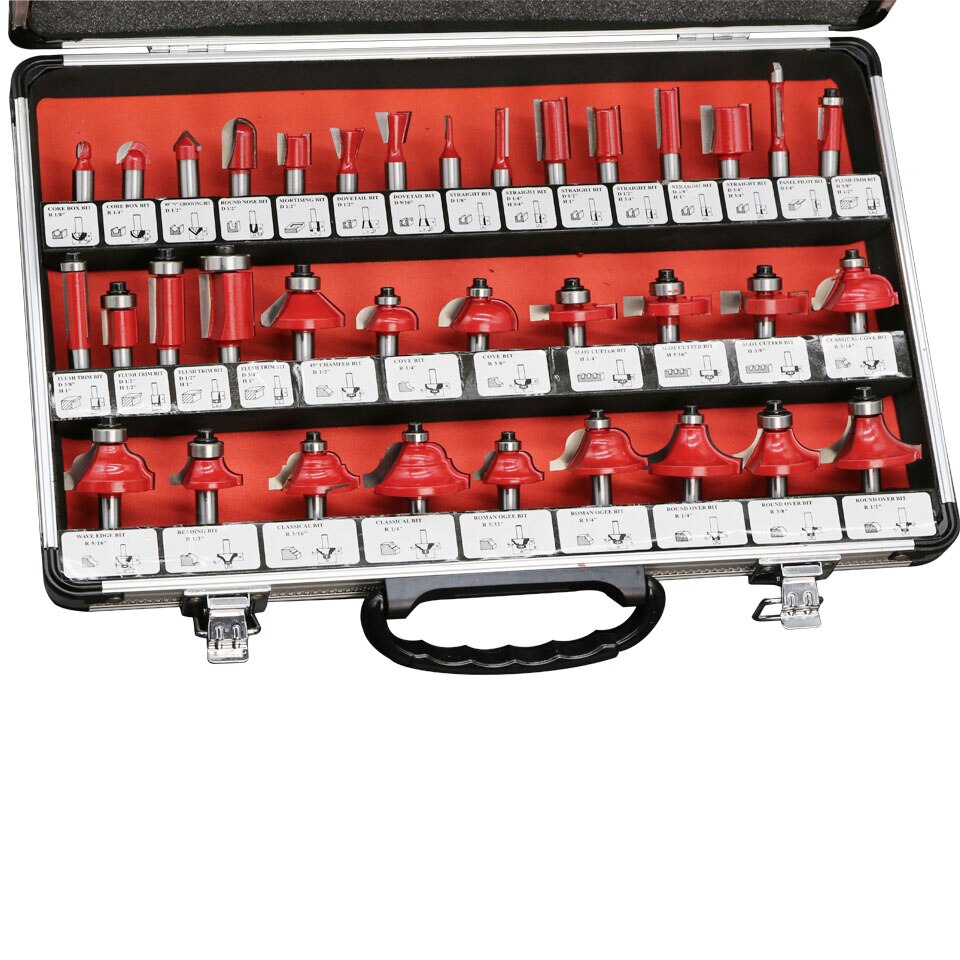 35pcs 8mm Router Bits Set Shank Tungsten Carbide Router Bit Cutter Set With Wooden Case For Wood